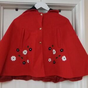 Red Riding Hood Cloak Embroidered Detail Size 6